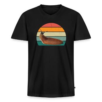 Schnecke Insekten Schneckenhaus Nacktschnecke - Männer Premium Bio T-Shirt mit V-Ausschnitt - Schwarz - Vorne - Nico (187cm)