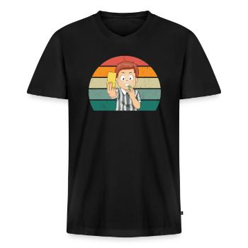 Referee Yellow card Red card Schiri - Men's Premium Organic T-shirt with V-neck - black - Front - Nico (187cm)