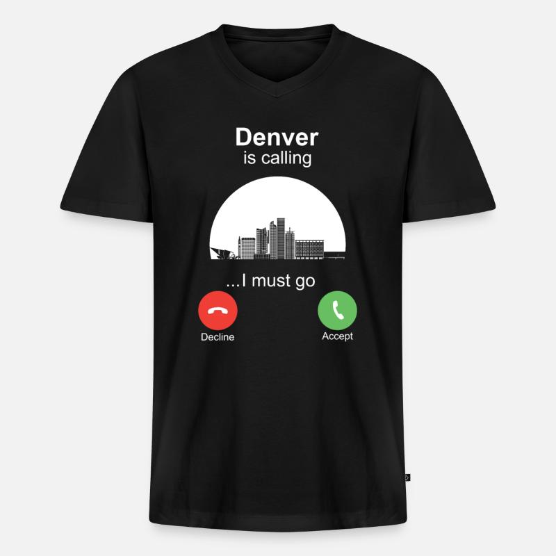 Denver is Calling - Männer Premium Bio T-Shirt mit V-Ausschnitt - Schwarz