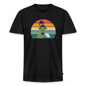 Orc Orc Forteresse Orc Arme Orque Cruel Orc Fantasy Orc - T-shirt encolure en V Premium bio Homme - noir - Devant - Nico (187cm)