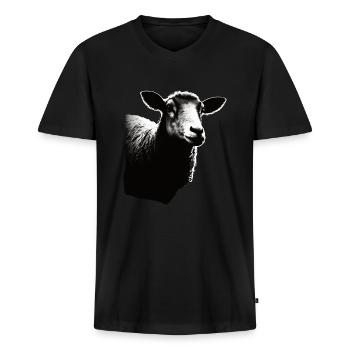 Schaf Schablone Art.-nr - Männer Premium Bio T-Shirt mit V-Ausschnitt - Schwarz - Vorne - Nico (187cm)