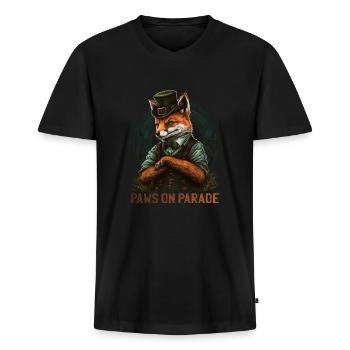 Paws on Parade Fox St. Patty Day - T-shirt encolure en V Premium bio Homme - noir - Devant - Nico (187cm)