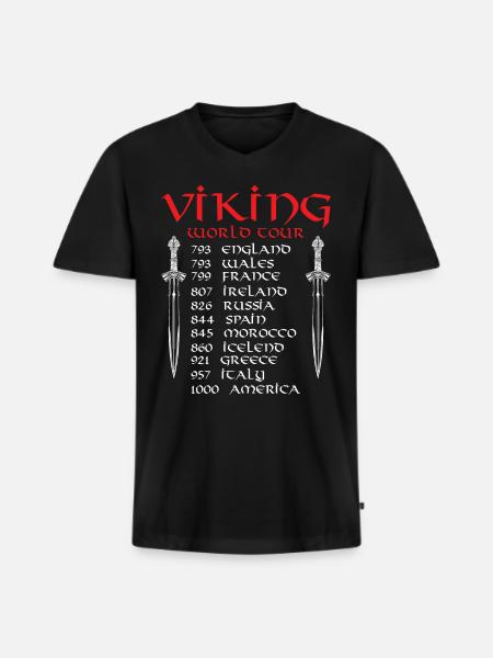 Viking World Tour - Men's Premium Organic T-shirt with V-neck - black