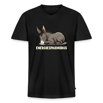 Energiersparmodus Müder Esel - Männer Premium Bio T-Shirt mit V-Ausschnitt - Schwarz - Vorne - Nico (187cm)