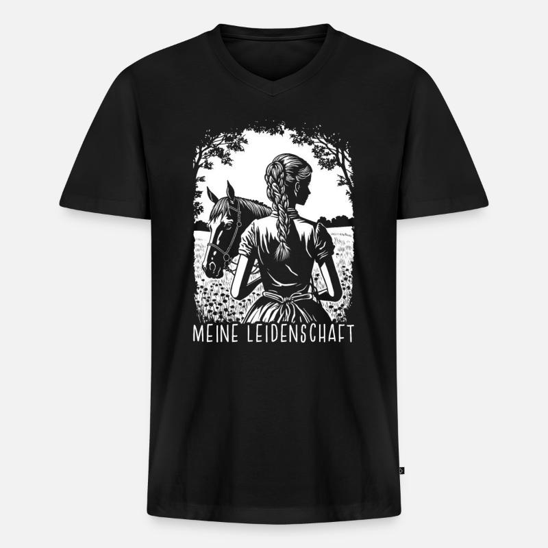 Meine Leidenschaft - Männer Premium Bio T-Shirt mit V-Ausschnitt - Schwarz