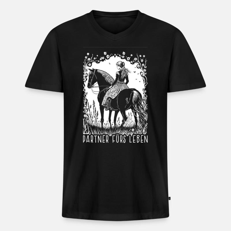Partner fürs Leben - Männer Premium Bio T-Shirt mit V-Ausschnitt - Schwarz