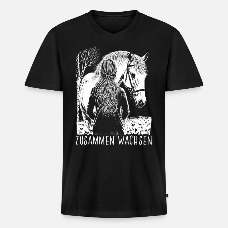 Zusammen Wachsen - Männer Premium Bio T-Shirt mit V-Ausschnitt - Schwarz