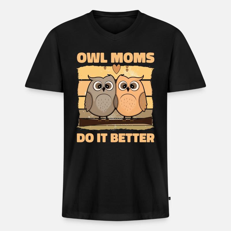 Owl Moms do it better - Männer Premium Bio T-Shirt mit V-Ausschnitt - Schwarz