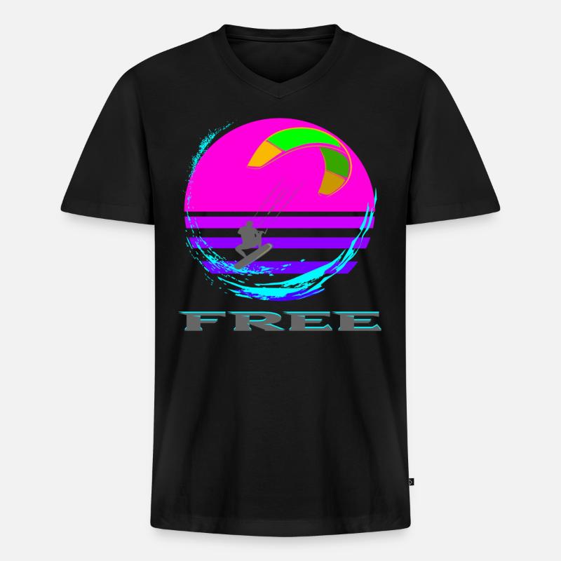 Kitesurfing - Männer Premium Bio T-Shirt mit V-Ausschnitt - Schwarz