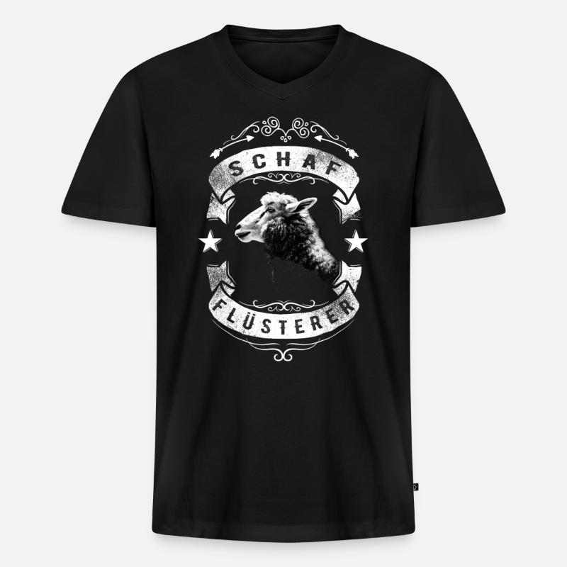 Schafflüsterer - Schaf Silhouette - Männer Premium Bio T-Shirt mit V-Ausschnitt - Schwarz