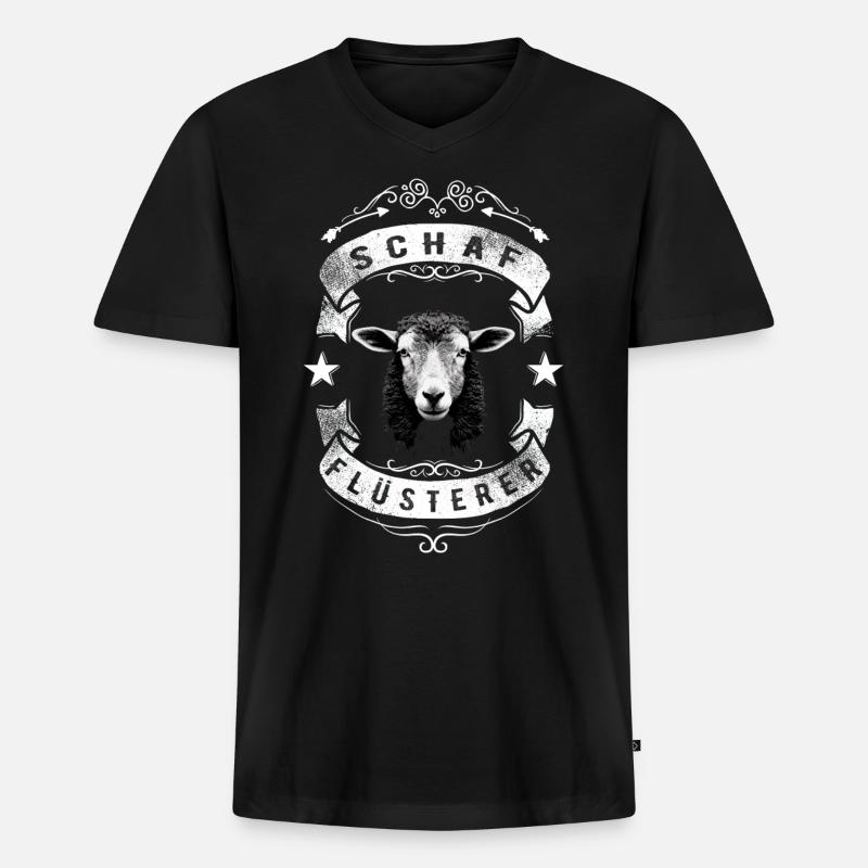 Schafflüsterer - Schaf Silhouette - Männer Premium Bio T-Shirt mit V-Ausschnitt - Schwarz