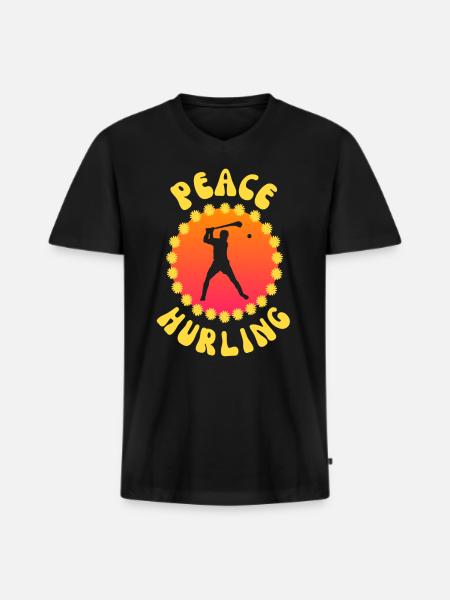 Hippie Hurling Player 70's - T-shirt encolure en V Premium bio Homme - noir