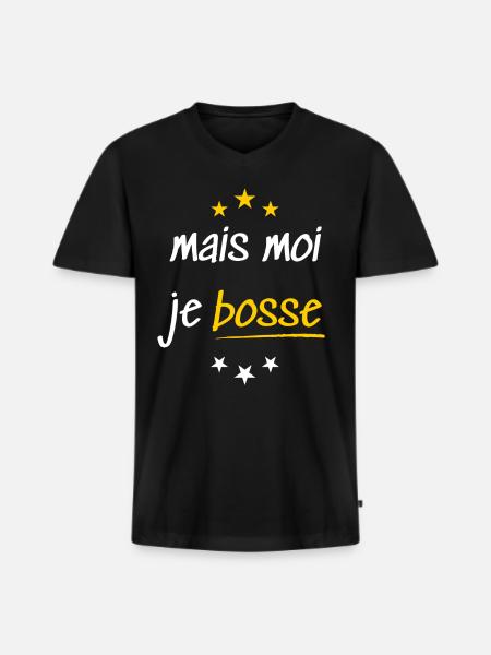 Mais moi je bosse - T-shirt encolure en V Premium bio Homme - noir