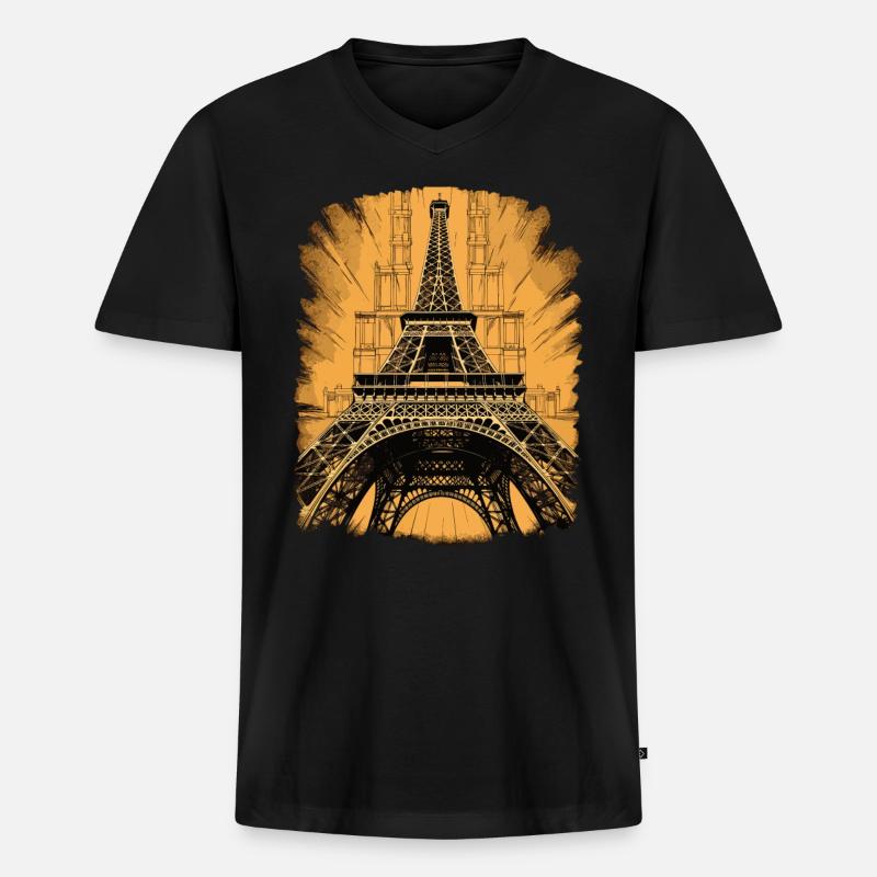Ikonischer Eiffelturm Pariser Architekturromantik - Männer Premium Bio T-Shirt mit V-Ausschnitt - Schwarz