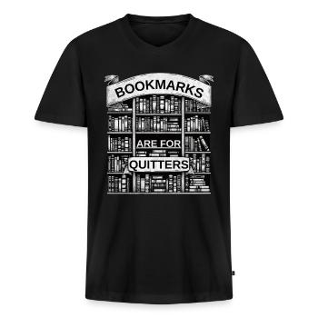 Bücherregalkunst Mit Lesezeichen Ist Etwas Für - Männer Premium Bio T-Shirt mit V-Ausschnitt - Schwarz - Vorne - Nico (187cm)