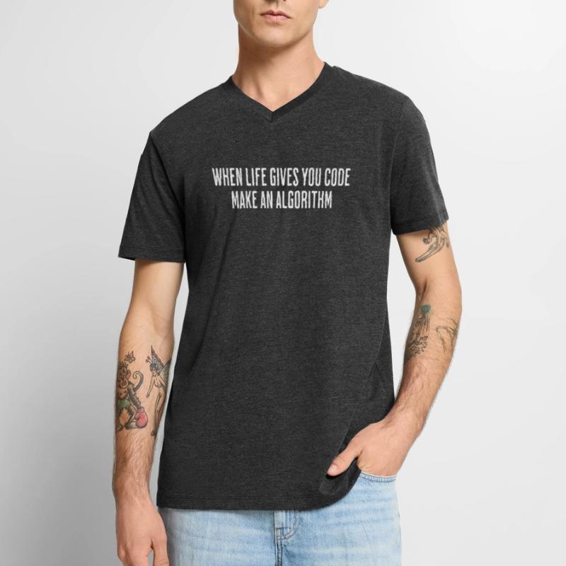 Life’s Code, Algorithme du programmeur - Drôle T-shirt encolure en V Premium bio Homme