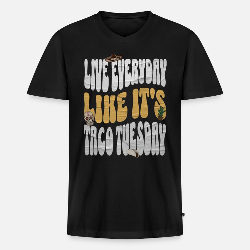 Taco - Männer Premium Bio T-Shirt mit V-Ausschnitt - Schwarz
