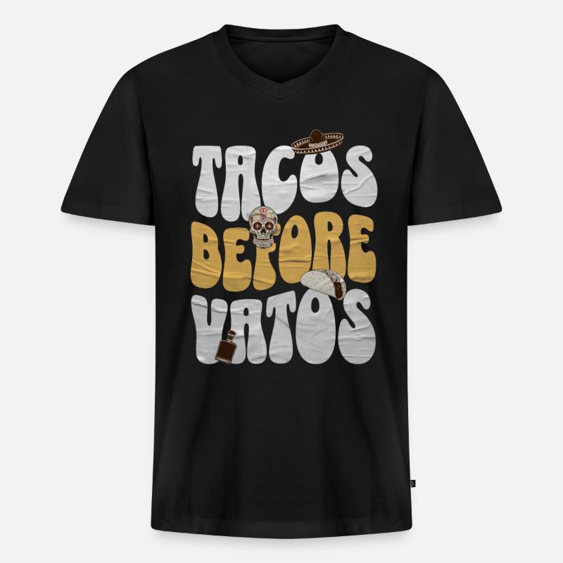 Taco - Männer Premium Bio T-Shirt mit V-Ausschnitt - Schwarz