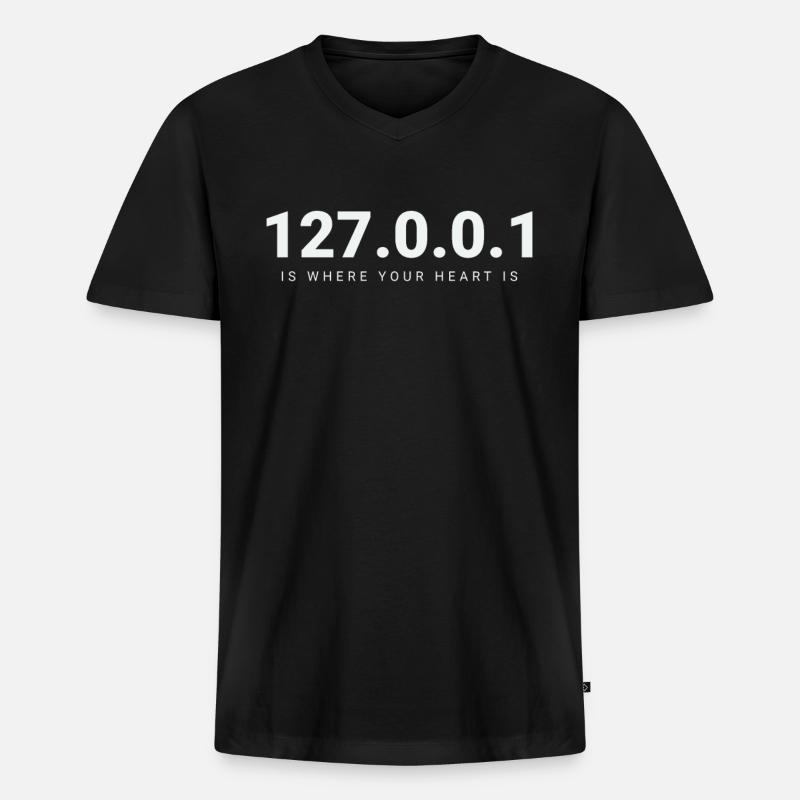 127.0.0.1 - Coders' Sanctuary - Männer Premium Bio T-Shirt mit V-Ausschnitt - Schwarz