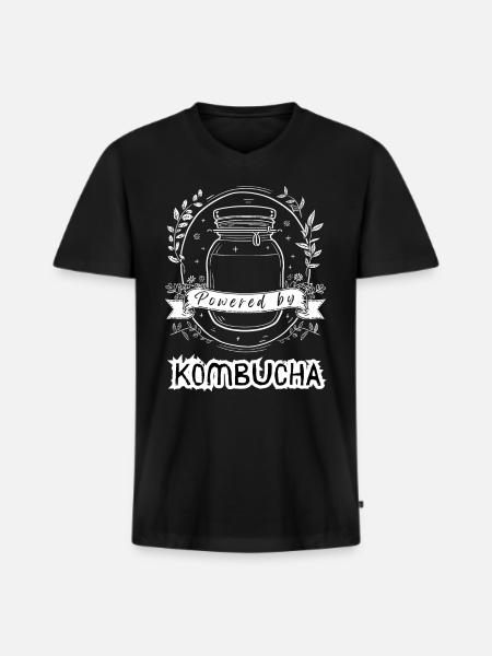 Powered by KOMBUCHA - Men's Premium Organic T-shirt with V-neck - black