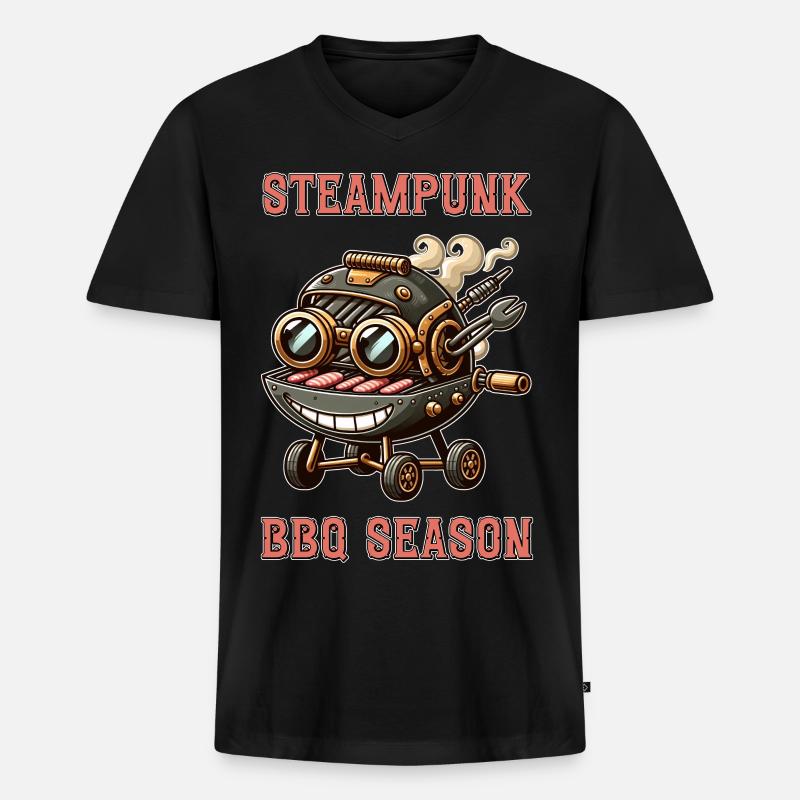 Steampunk BBQ Season 1 - Männer Premium Bio T-Shirt mit V-Ausschnitt - Schwarz
