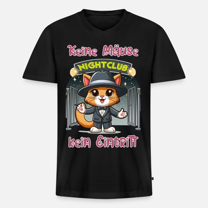 Keine Mäuse (Geld) - kein Eintritt - Männer Premium Bio T-Shirt mit V-Ausschnitt - Schwarz