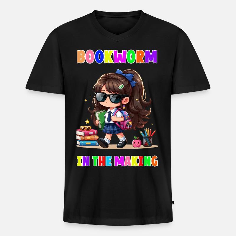 Bookworm in making - Männer Premium Bio T-Shirt mit V-Ausschnitt - Schwarz