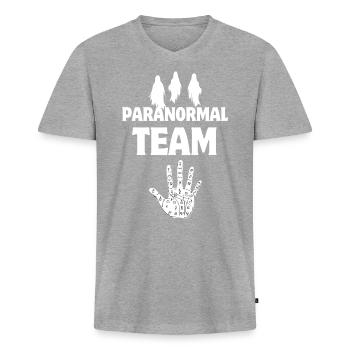Paranormal Team Ghost Hunter Witches Investigation - Men's Premium Organic T-shirt with V-neck - heather grey - Front