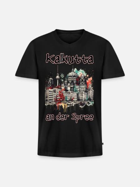 Kolkata on the Spree - Men's Premium Organic T-shirt with V-neck - black