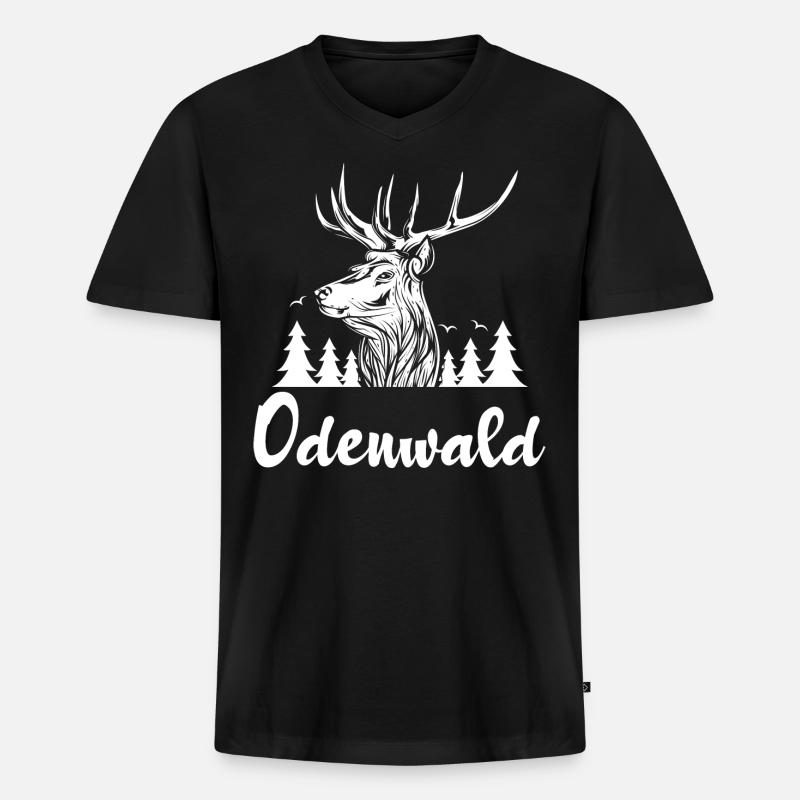 Odenwald - Männer Premium Bio T-Shirt mit V-Ausschnitt - Schwarz