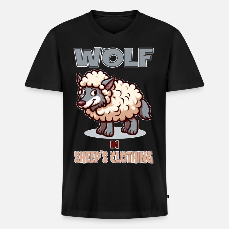 Wolf in Sheep's clothing - Männer Premium Bio T-Shirt mit V-Ausschnitt - Schwarz