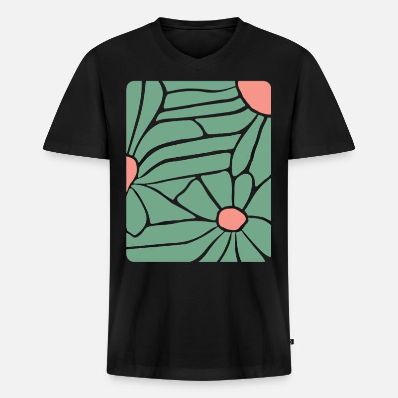 Abstract Floral Boho - Männer Premium Bio T-Shirt mit V-Ausschnitt - Schwarz