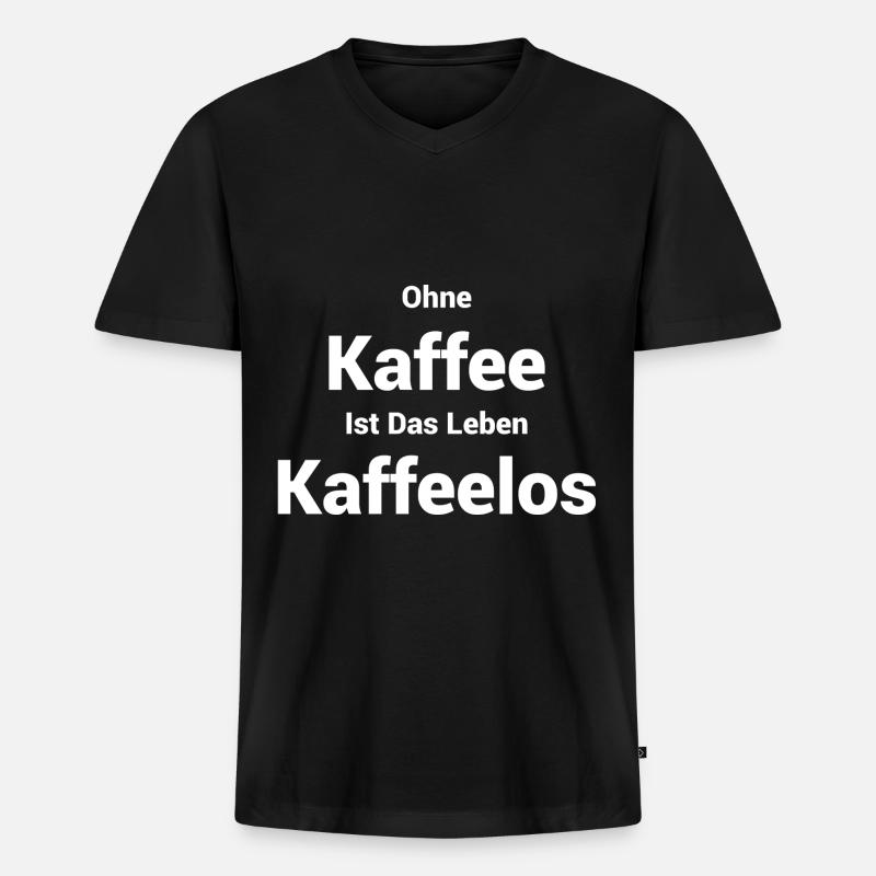 Kaffee - Männer Premium Bio T-Shirt mit V-Ausschnitt - Schwarz