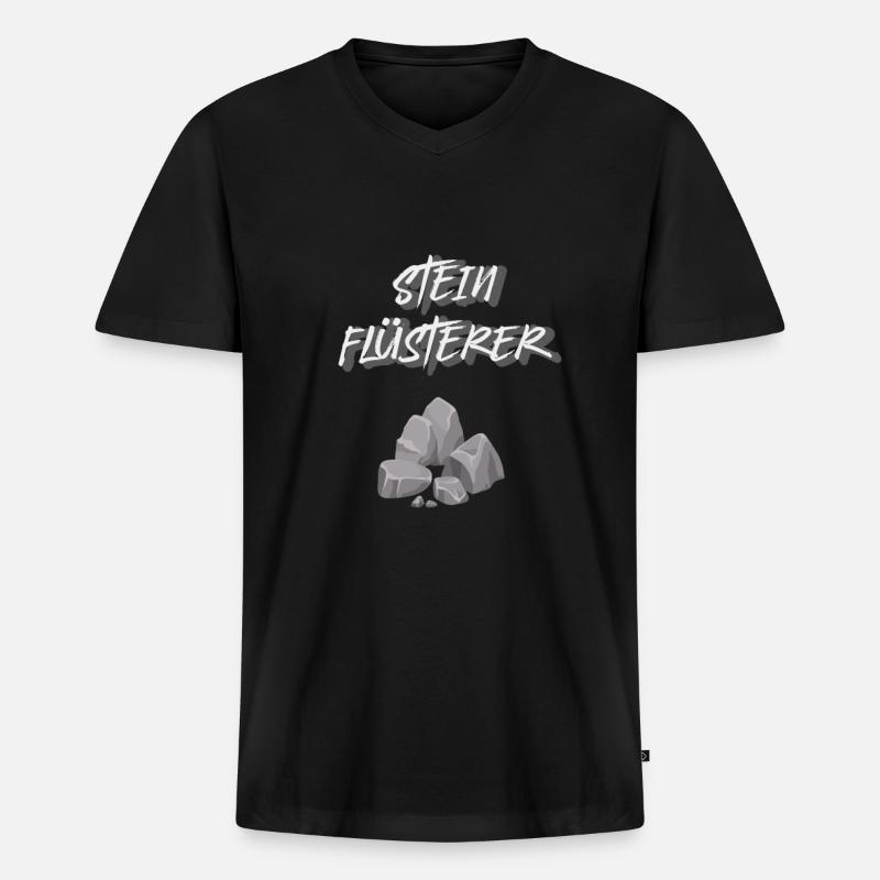 Stein Flüsterer - Männer Premium Bio T-Shirt mit V-Ausschnitt - Schwarz