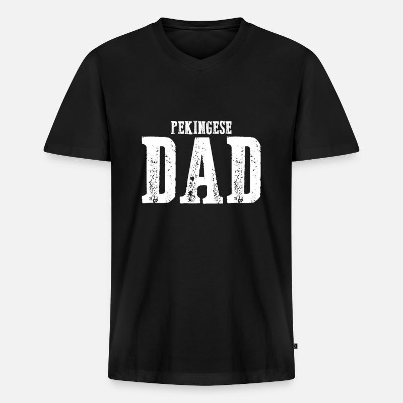 Pekingese Dad - Männer Premium Bio T-Shirt mit V-Ausschnitt - Schwarz