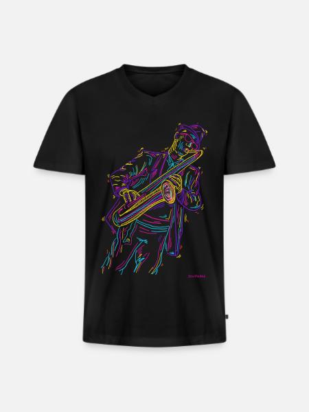 Jazz Sax - Men's Premium Organic T-shirt with V-neck - black