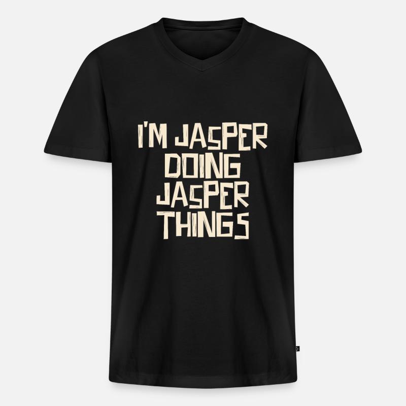 I'm Jasper doing Jasper things - Männer Premium Bio T-Shirt mit V-Ausschnitt - Schwarz