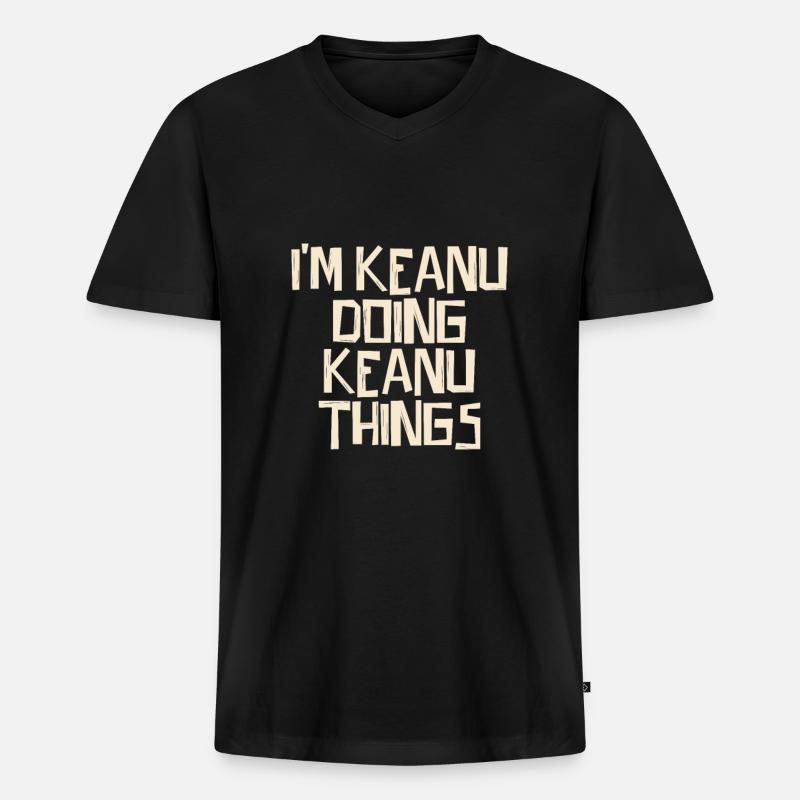 I'm Keanu doing Keanu things - Männer Premium Bio T-Shirt mit V-Ausschnitt - Schwarz
