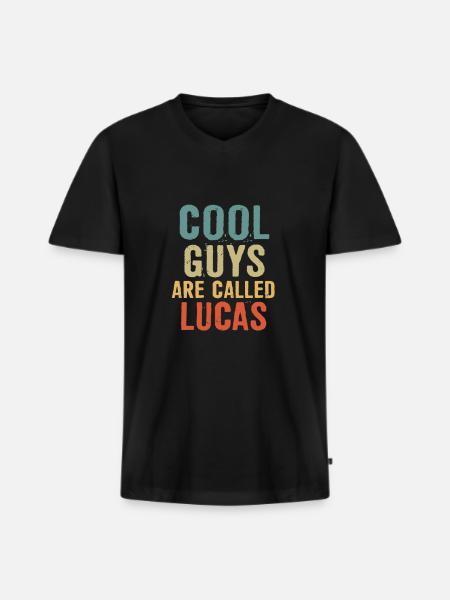 Cool guys are called lucas - Männer Premium Bio T-Shirt mit V-Ausschnitt - Schwarz