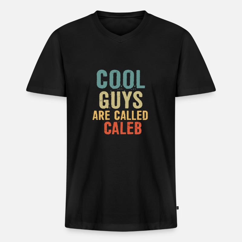 Cool guys are called caleb - Männer Premium Bio T-Shirt mit V-Ausschnitt - Schwarz