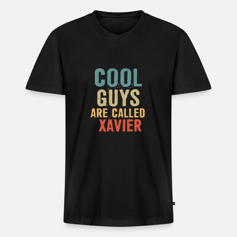 Cool guys are called xavier - Männer Premium Bio T-Shirt mit V-Ausschnitt - Schwarz