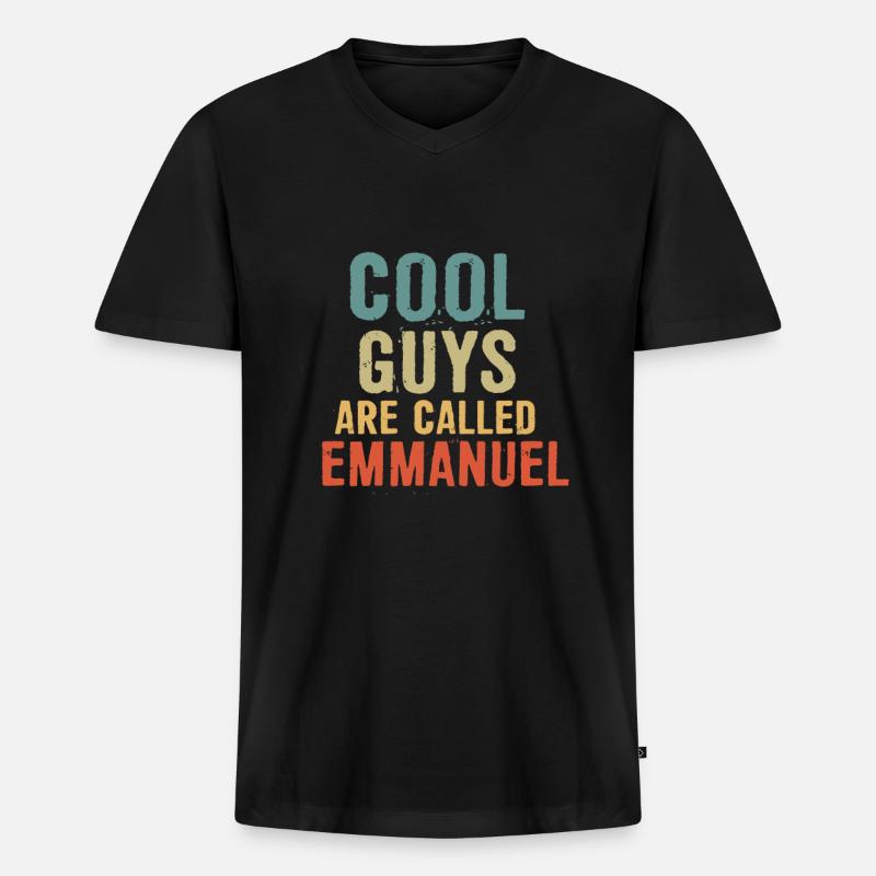 Cool guys are called Emmanuel - Männer Premium Bio T-Shirt mit V-Ausschnitt - Schwarz
