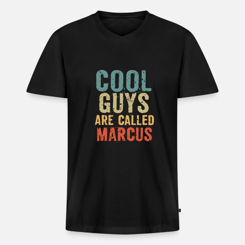 Cool guys are called Marcus - Männer Premium Bio T-Shirt mit V-Ausschnitt - Schwarz