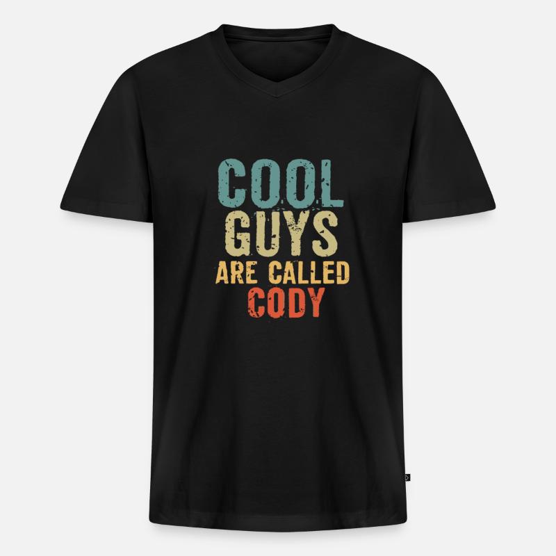 Cool guys are called cody - Männer Premium Bio T-Shirt mit V-Ausschnitt - Schwarz