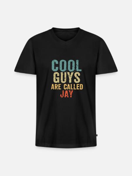 Cool guys are called jay - Männer Premium Bio T-Shirt mit V-Ausschnitt - Schwarz