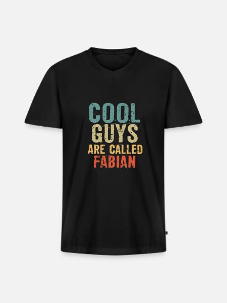 Cool guys are called fabian - Men's Premium Organic T-shirt with V-neck - black