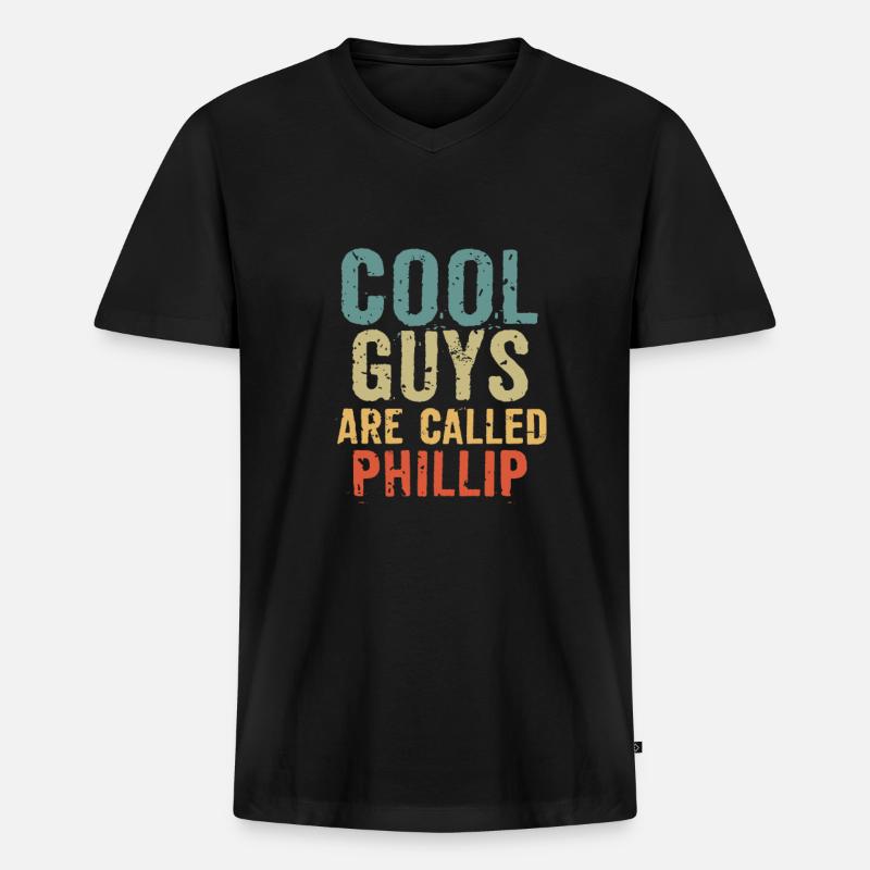 Cool guys are called phillip - Männer Premium Bio T-Shirt mit V-Ausschnitt - Schwarz