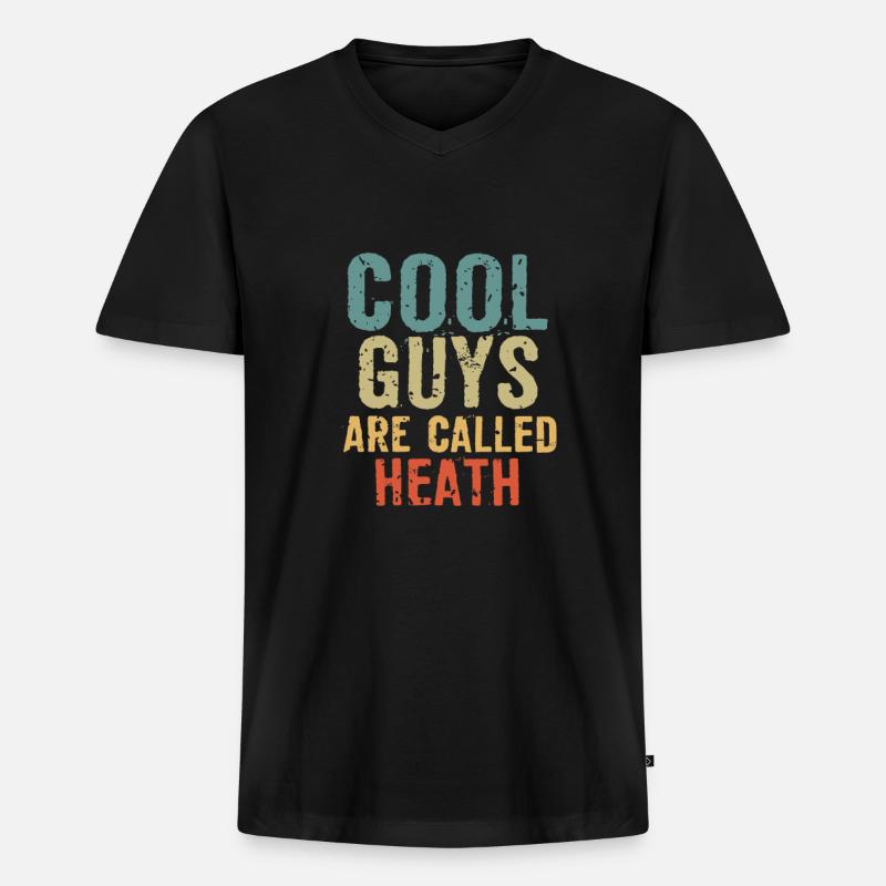 Cool guys are called Heath - Männer Premium Bio T-Shirt mit V-Ausschnitt - Schwarz