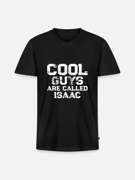 Cool guys are called Isaac - Männer Premium Bio T-Shirt mit V-Ausschnitt - Schwarz
