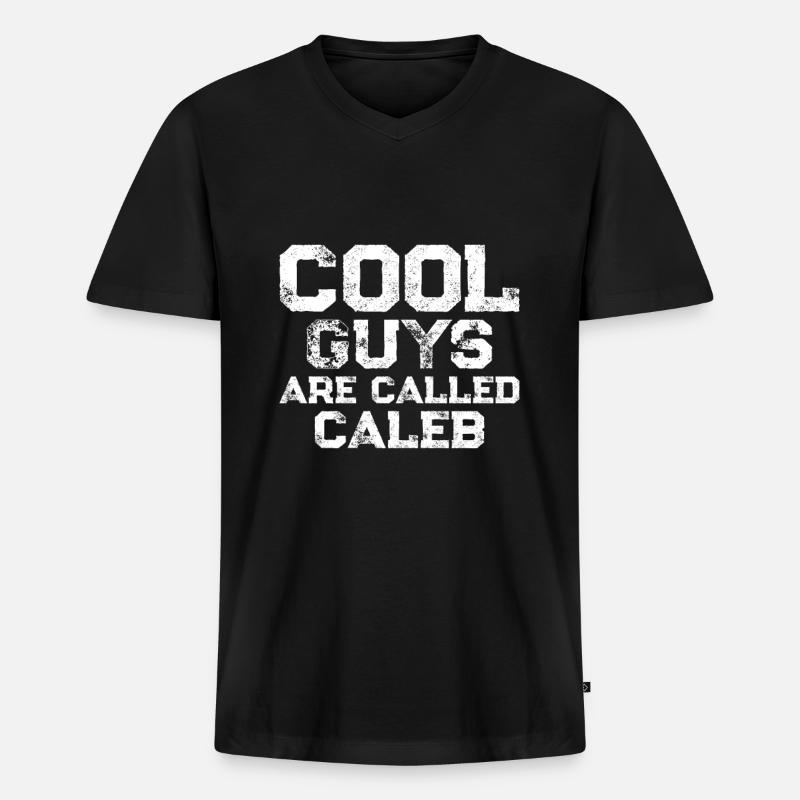 Cool guys are called caleb - Männer Premium Bio T-Shirt mit V-Ausschnitt - Schwarz